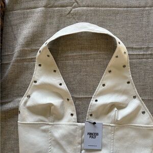 Princess Polly White Halter Top with Studs